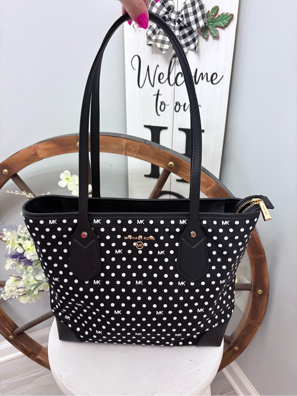 Michael Kors Black Polka Dot Tote Bag NWOT